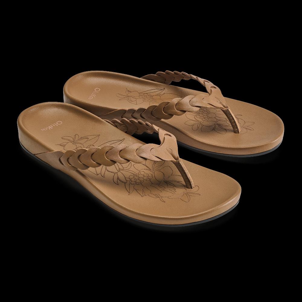 Olukai Tan Lei Women's Leather Sandals 20531-3434