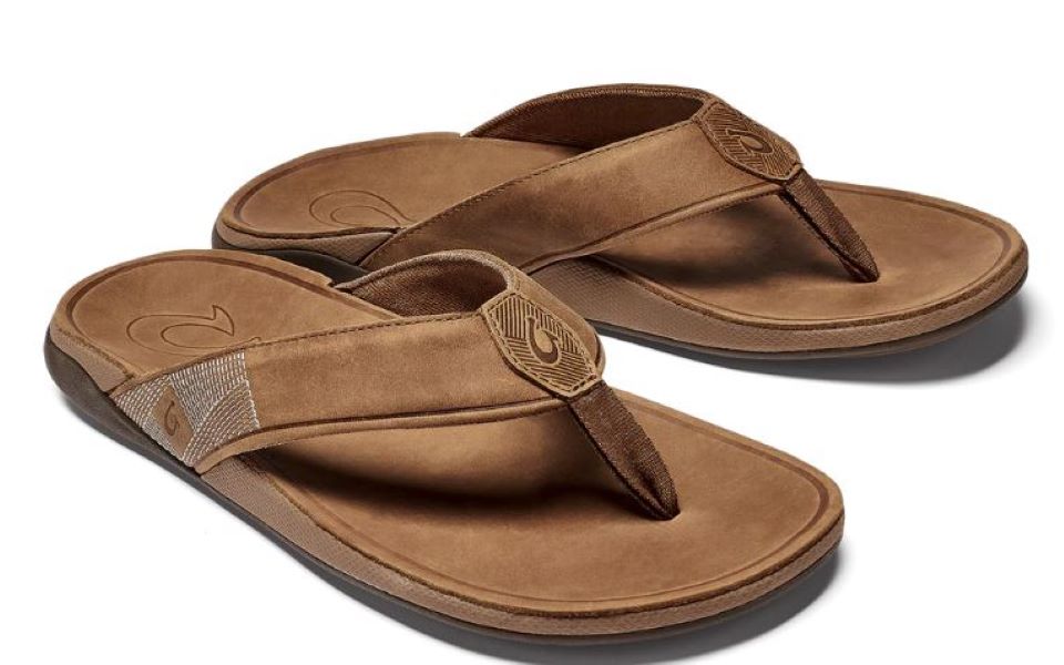Olukai Toffee Tuahine Mens Leather Beach Sandals 10465-3333