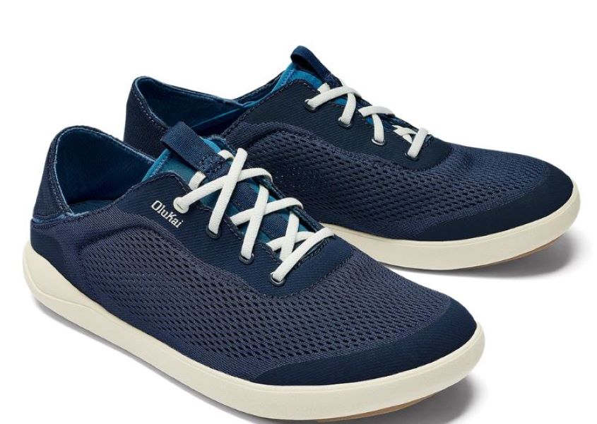 Olukai Trench Blue And Off White Moku Pae Mens No Tie Boat Shoes 10472-DE18