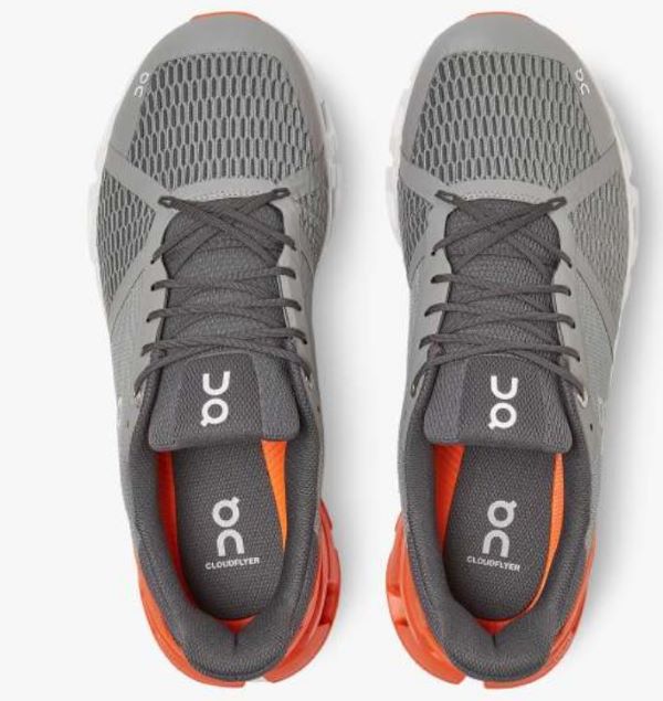 On Grey And Orange Cloudflyer Mens Running Shoes 21.99628