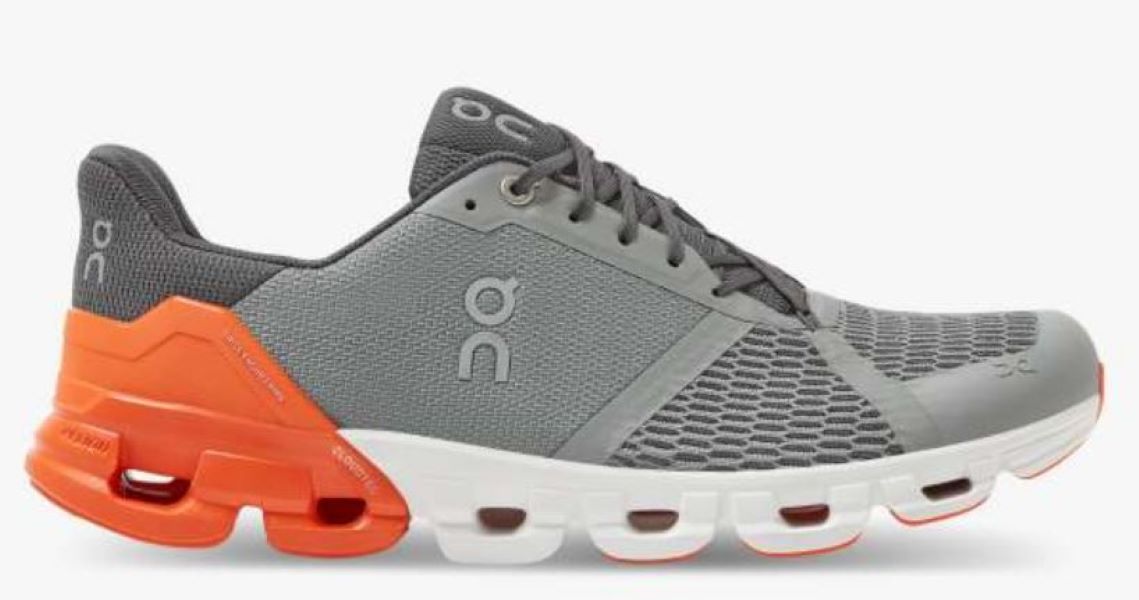 On Grey and Orange Cloudflyer Mens Running Shoes 21.99628