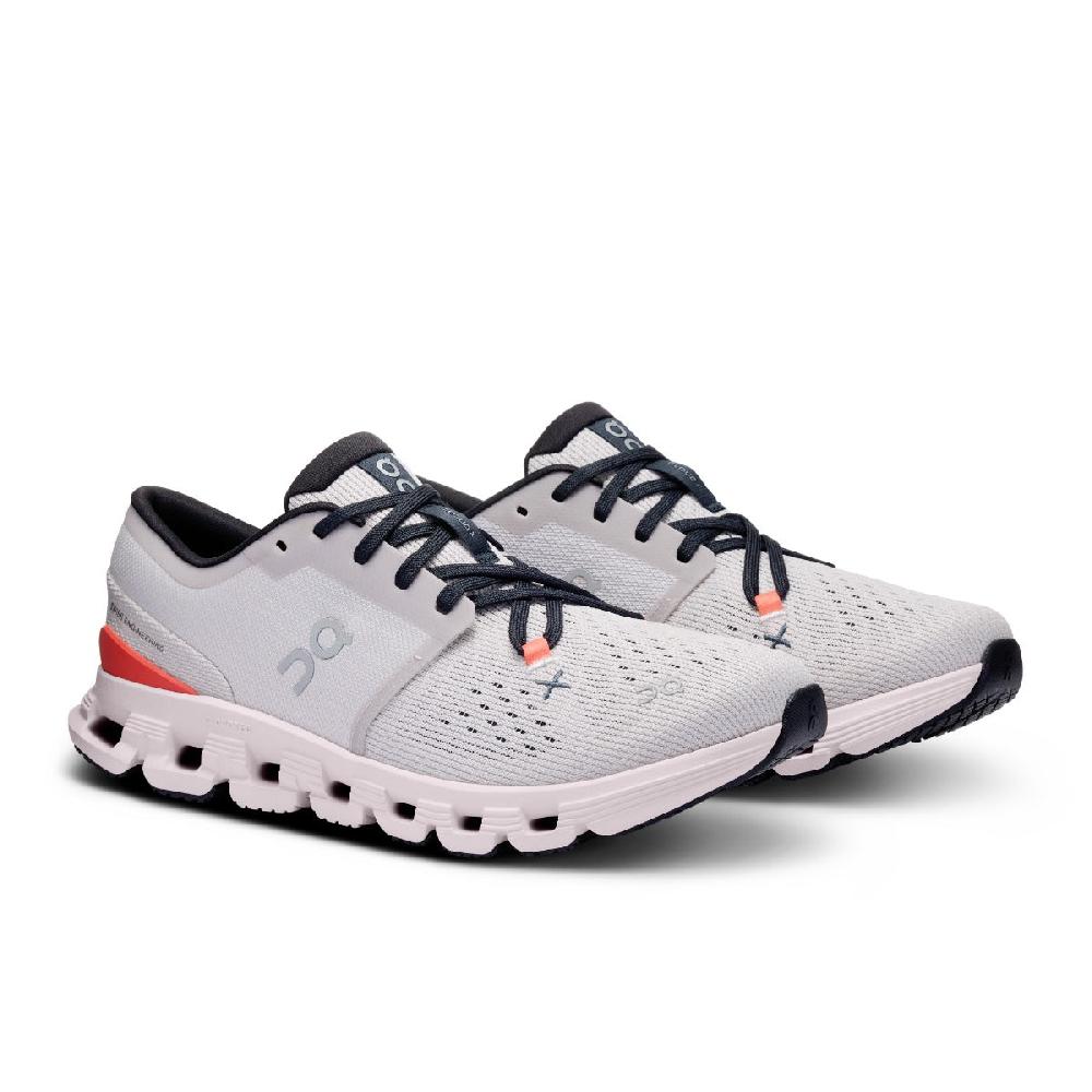 On Silver/Flame Cloud X 4 Women's Athletic Shoes 3WE30072905