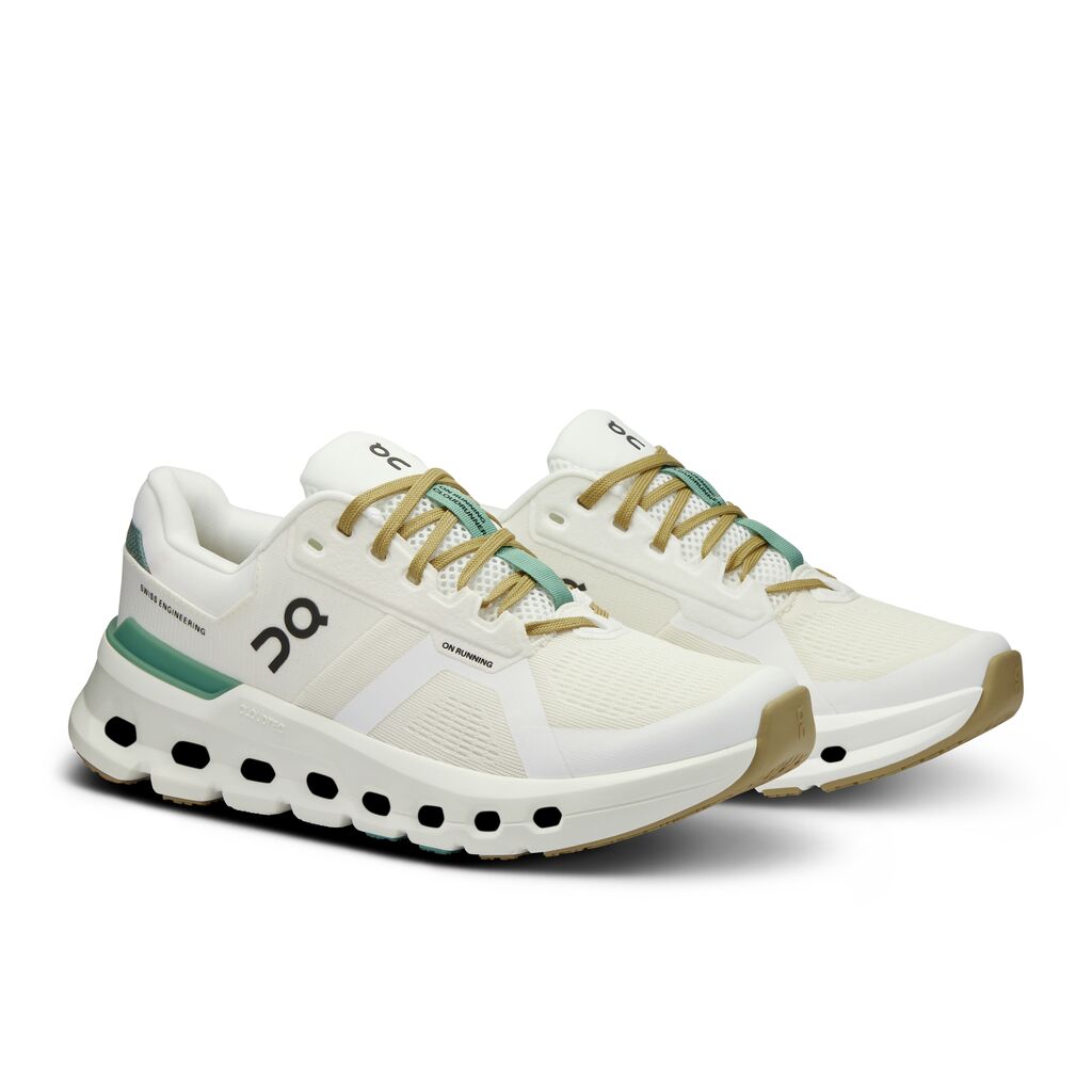 On Undyed/Green Cloudrunner 2 Women's Wide Width Running Shoes 3WE10342404