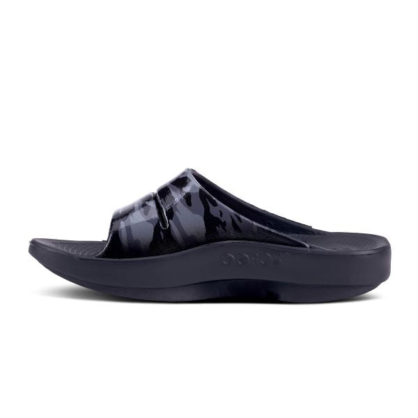 Oofos Black And Grey Camo Ooahh Slides 1103-BLK/GRYCMO