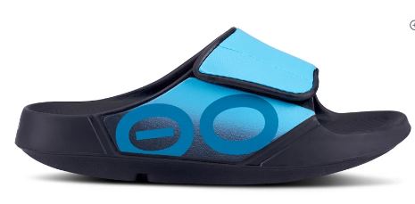 OOFOS Black & Aqua OOAHH Sport Flex Womens Sandals