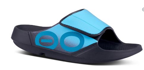 OOFOS Black & Aqua OOAHH Sport Flex Womens Sandals
