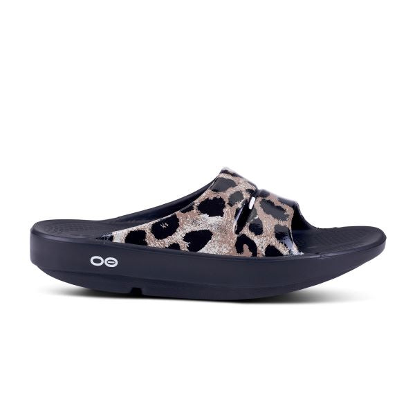 Oofos Cheetah Ooahh Womens Luxe Slide Sandal 1103-CHEETAH