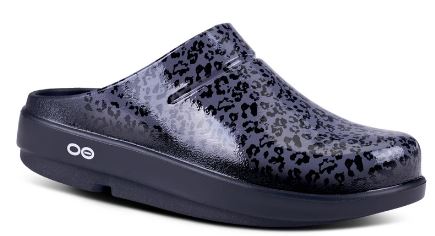 Oofos Gray Leopard Oocloog Womens Shoes 1203-B/G-LEOPAR