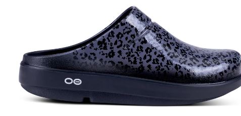 Oofos Gray Leopard Oocloog Womens Shoes 1203-B/G-LEOPAR