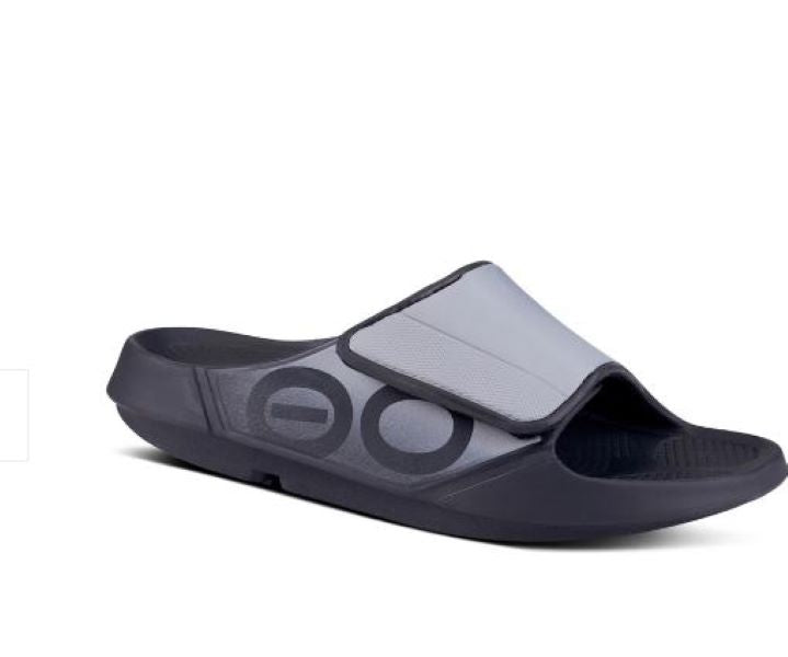 Oofos Gray Ooahh Sport Flex Mens Sandal 1550-BLKGRY