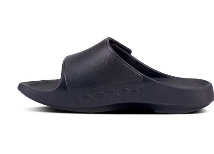 Oofos Matte Black Ooahh Sport Flex Mens Slide 1550-MATBLK