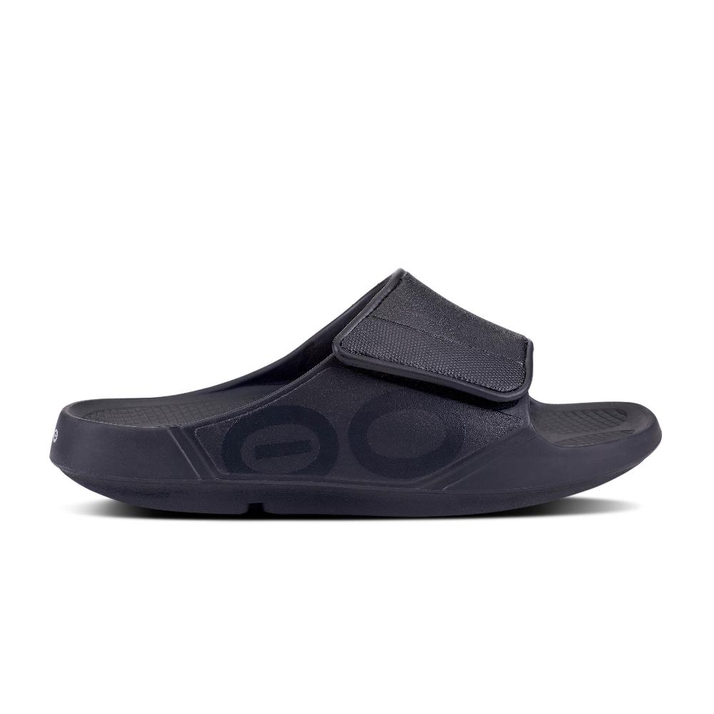 OOfos Matte Black OOahh Sport Flex Women's Slide 1550-BLACK