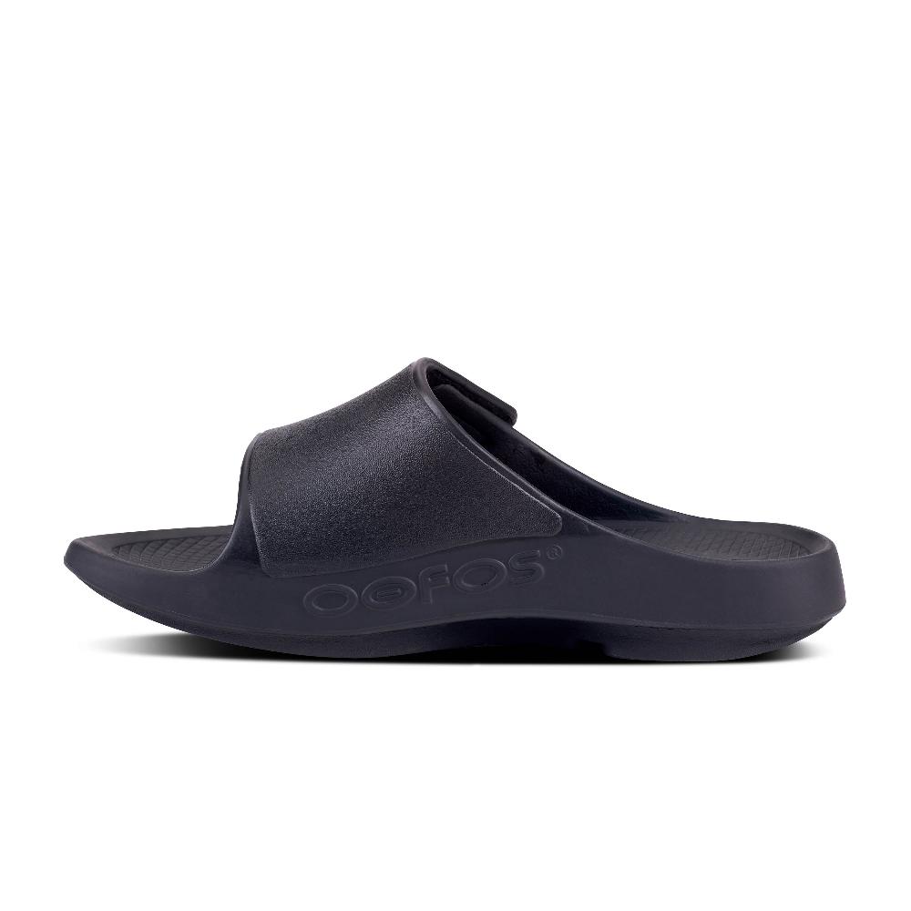 OOfos Matte Black OOahh Sport Flex Women's Slide 1550-BLACK