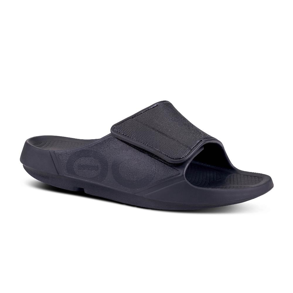 OOfos Matte Black OOahh Sport Flex Women's Slide 1550-BLACK