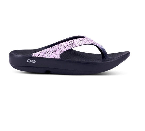 Oofos Pink With Black Oolala Bandana Women's Sandals 1403PINKBANDANA