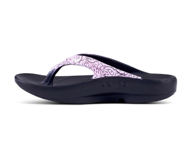 Oofos Pink With Black Oolala Bandana Women's Sandals 1403PINKBANDANA