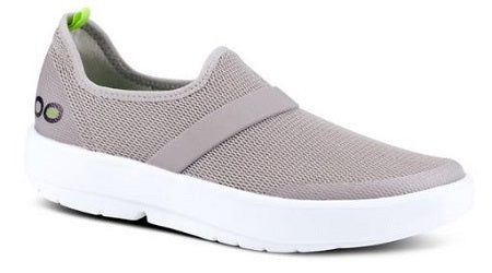 Oofos White and Gray Womens OOMG Low Comfort Shoe 5070