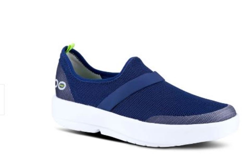 Oofos White and Navy Womens Oomg Low Shoe 5070-WHT/NVY