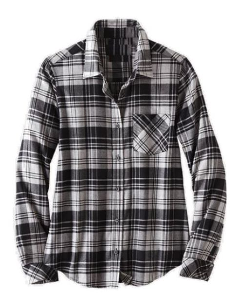 Outrageous Black Plaid Women's Collared Longsleeve Flannel Shirt RL5990-23-331L