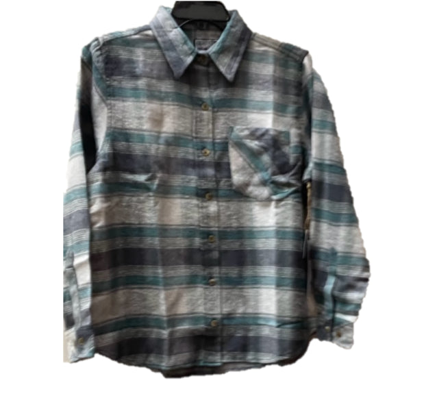 Outrageous Teal/Black Button Front Women's Collared Flannel Shirt RL5990-23-33L
