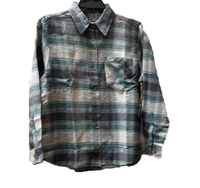 Outrageous Teal/Black Plaid Women's Collared Longsleeve Flannel Shirt RLP5990-23-333L