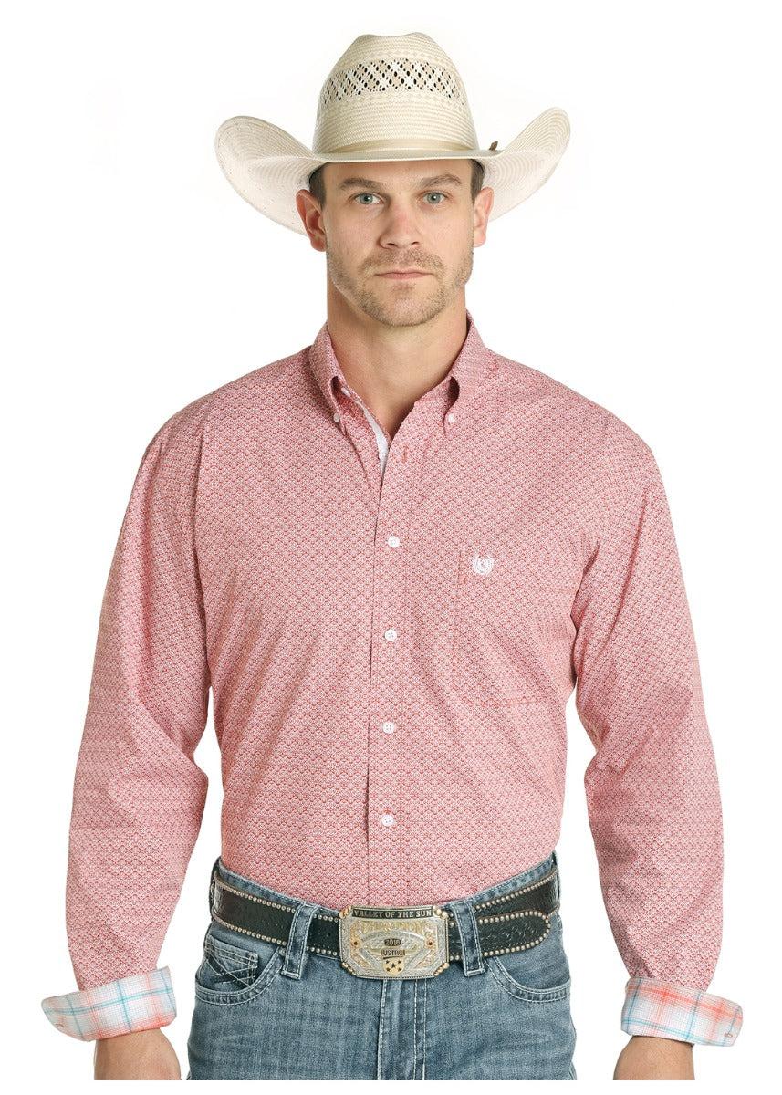 Panhandle Men's Red Long Sleeve Button Down Shirt R0D4002-93