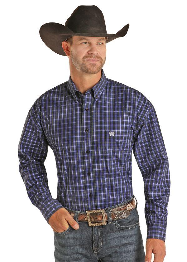 Panhandle Purple Plaid Mens Longsleeve Button Down Shirt 36D2553