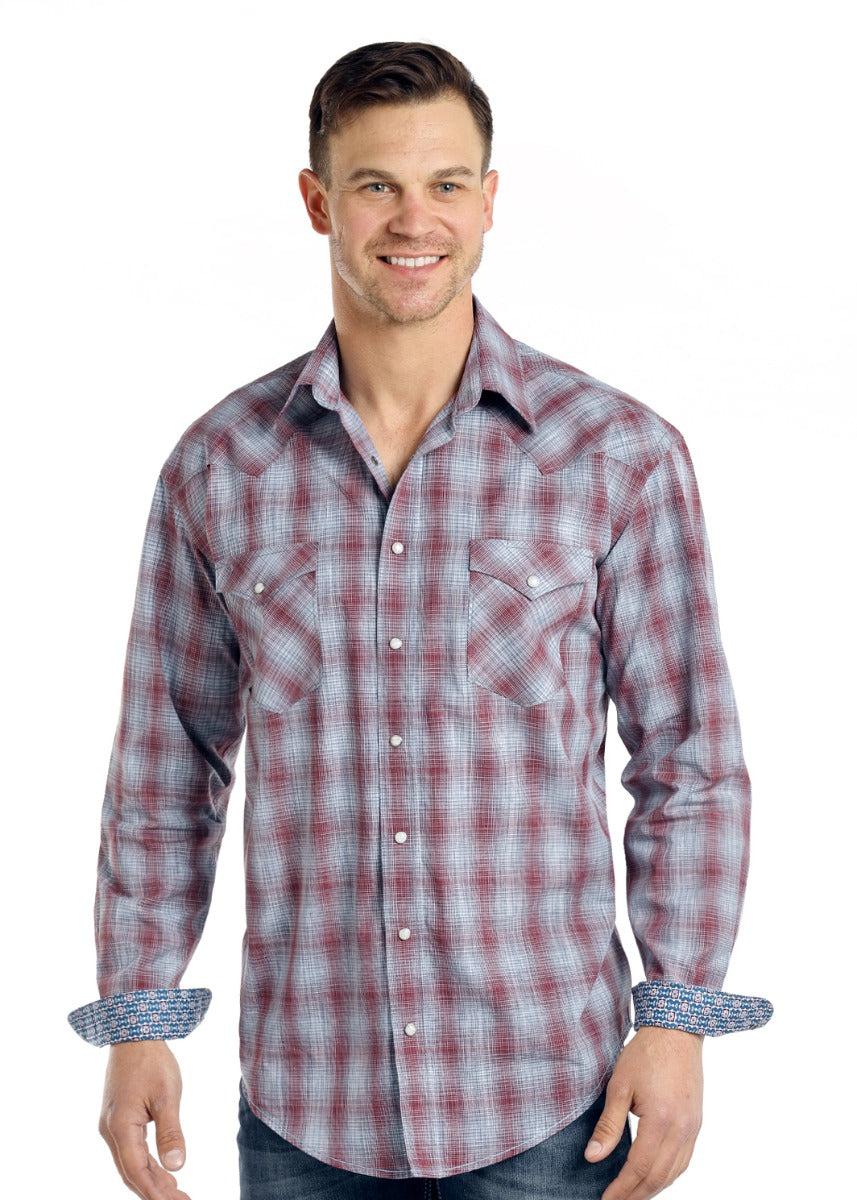 Panhandle Slim Aragon Ombre Plaid Rough Stock Mens Shirt R0S-3186