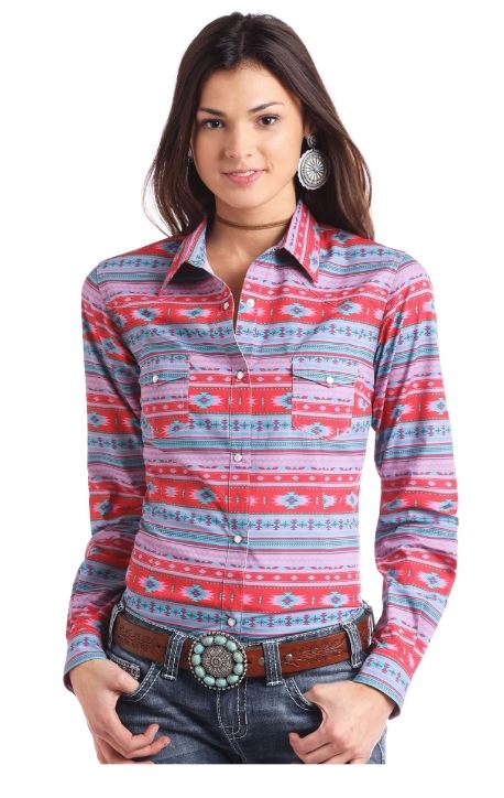 Panhandle Slim Aztec Print Long Sleeve Snap Shirt J2S2953