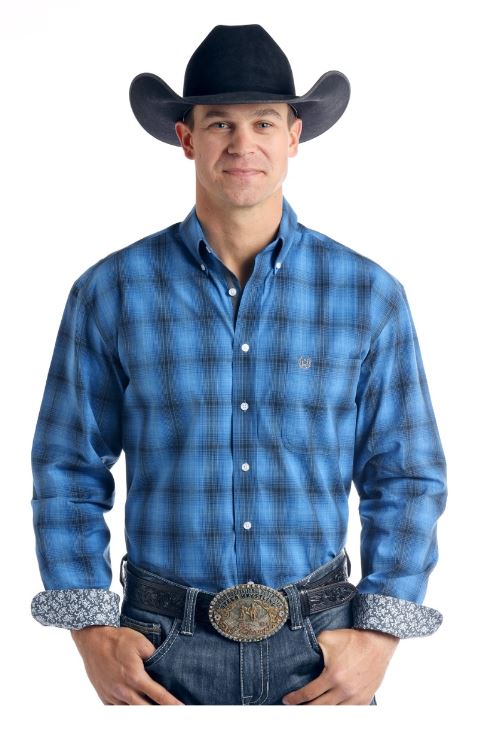 Panhandle Slim Bartlett Vintage Ombre Print Mens Long Sleeve Button Down Shirt R0D2139