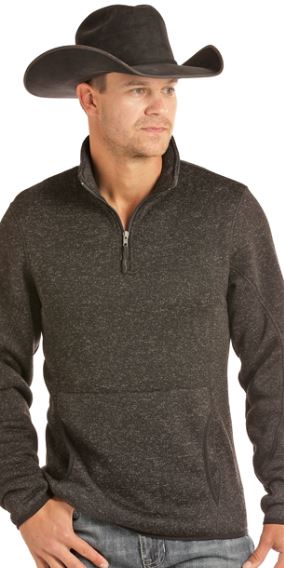 Panhandle Slim Black Powder River Solid Long Sleeve 1/4 Zip Pullover 91-2654