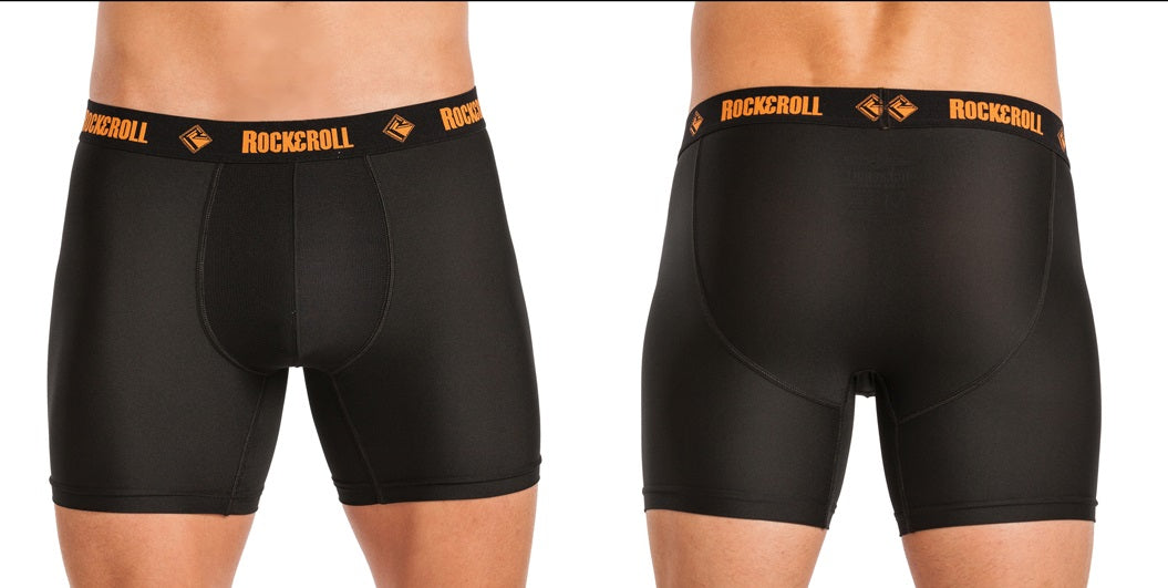 Panhandle Slim Black with Black & Orange Rock & Roll Logo Anti-Odor Mens Trunk Brief U6-8964
