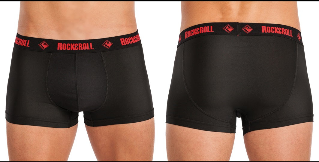 Panhandle Slim Black with Red Rock & Roll Logo Anti-Odor Mens Trunk Brief
