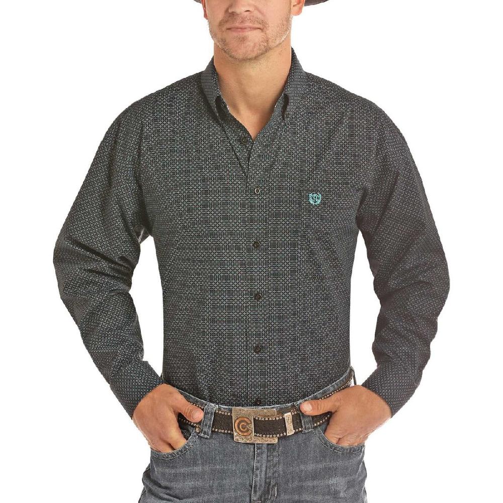 Panhandle Slim Black X Print Mens Button Down Long Sleeve Shirt 36D2203