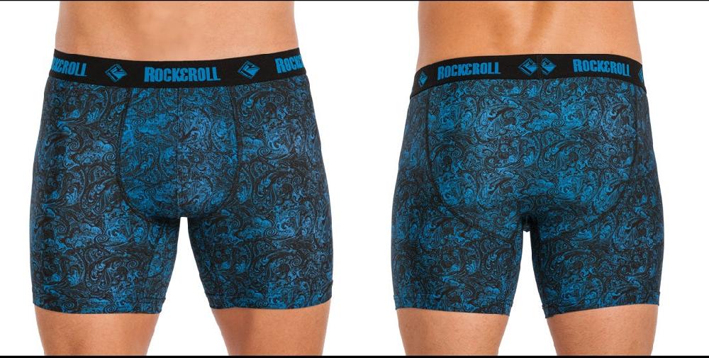 Panhandle Slim Bue Paisley with Black & Blue Rock & Roll Logo Anti-Odor Mens Trunk Brief U6-8957