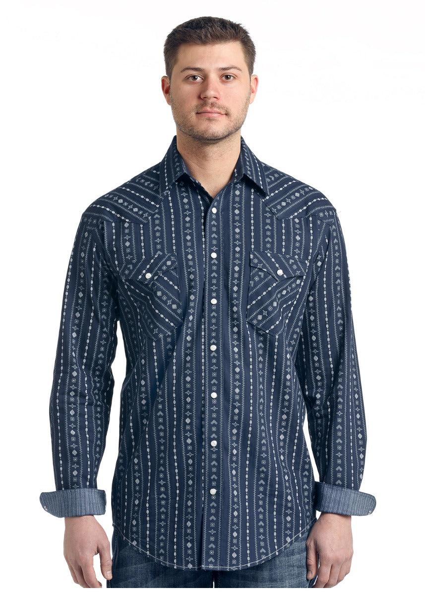 Panhandle Slim Kaibab Aztec Dobby Print Mens Rough Stock Long Sleeve Shirt R0S-3173
