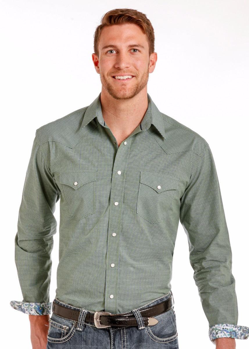 Panhandle Slim Kenmore Dobby Check Mens Long Sleeve Snap Western Shirt