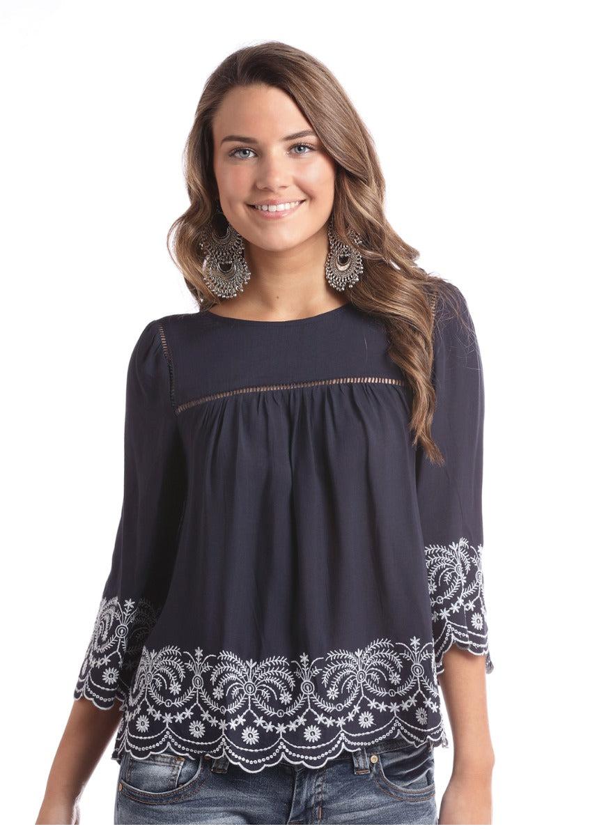 Panhandle Slim Red Label Blue 3/4 Womens Top J92413