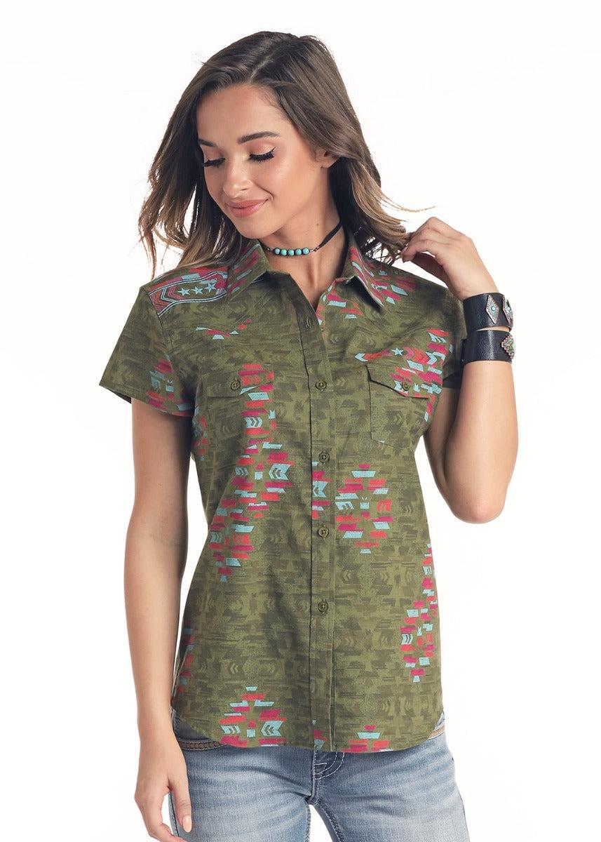 Panhandle Slim Red Label Womens Short Sleeve Button Down Shirt J3B5568