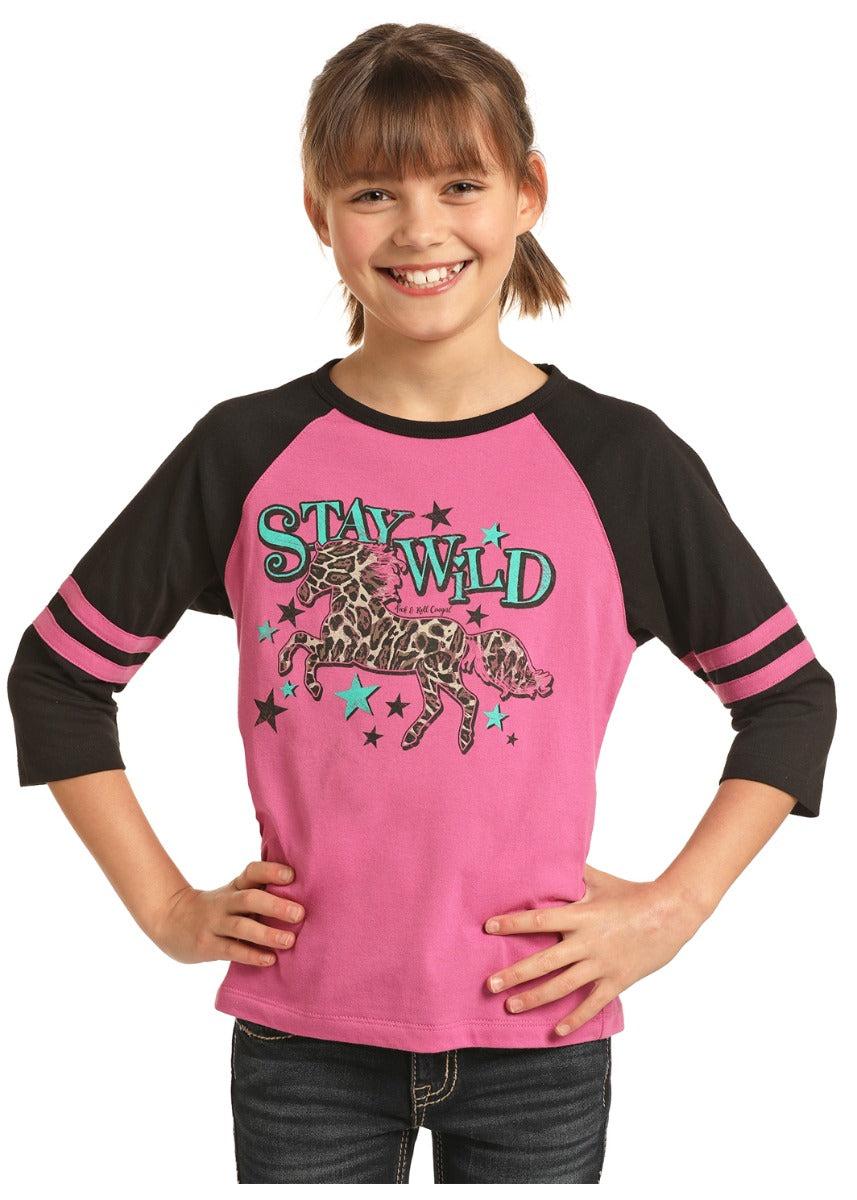Panhandle Slim Rock & Roll Cowgirl Girls Stay Wild Long Sleeve Shirt G4T3313
