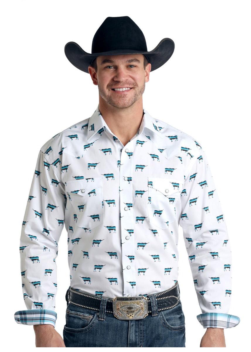 Panhandle Slim Rough Stock El Toro Vintage Print Mens Snap Shirt R0S6397