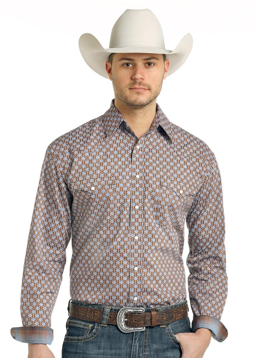 Panhandle Slim Tonopah Vintage Print Rough Stock Mens Long Sleeve Shirt R0S-3172