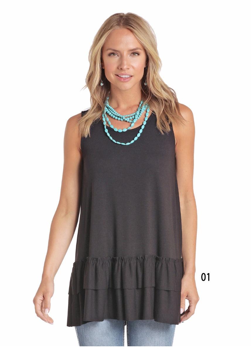 Panhandle Slim White Label Black Knit Tank Top L7T4399-01