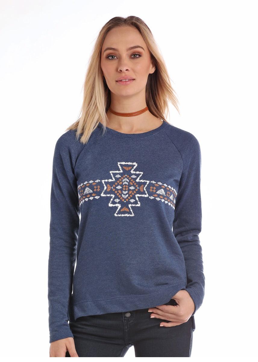 Panhandle Slim White Label Blue Long Sleeve Womens Shirt L8T2884