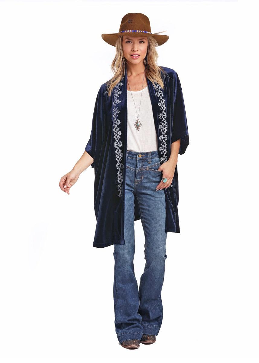 Panhandle Slim White Label Blue Velvet Kimono L9-3728