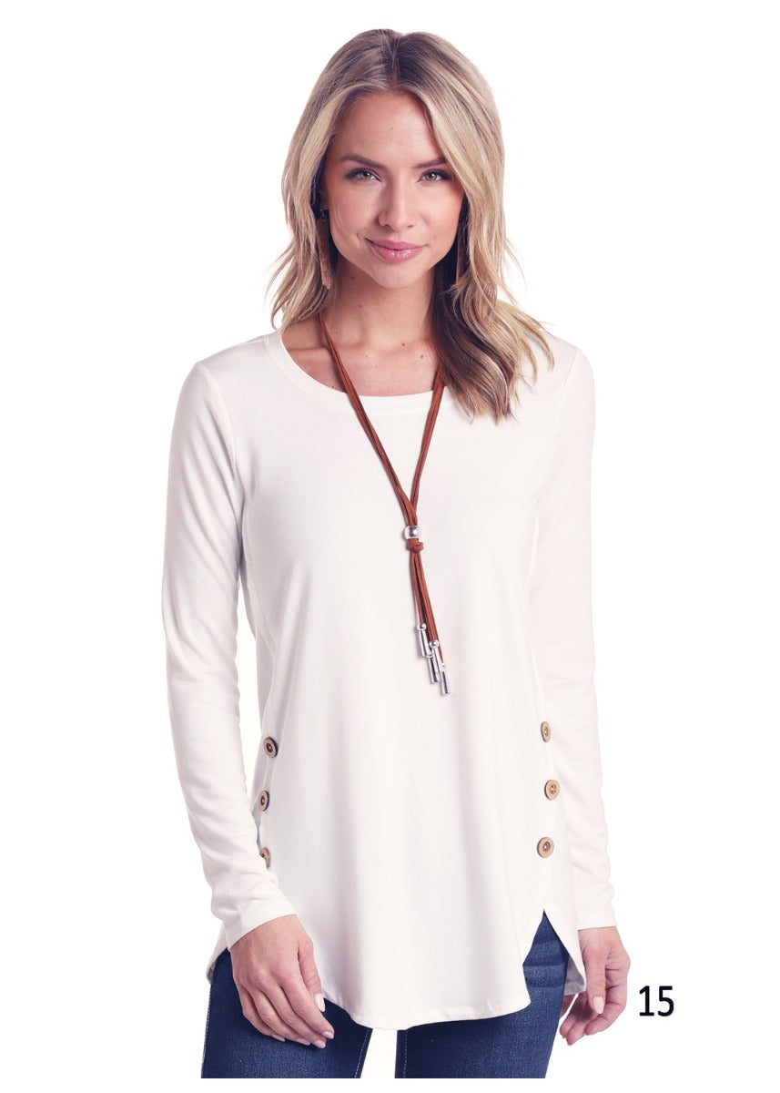 Panhandle Slim White Label Womens Long Sleeve Knit Tunic Top L8T6408