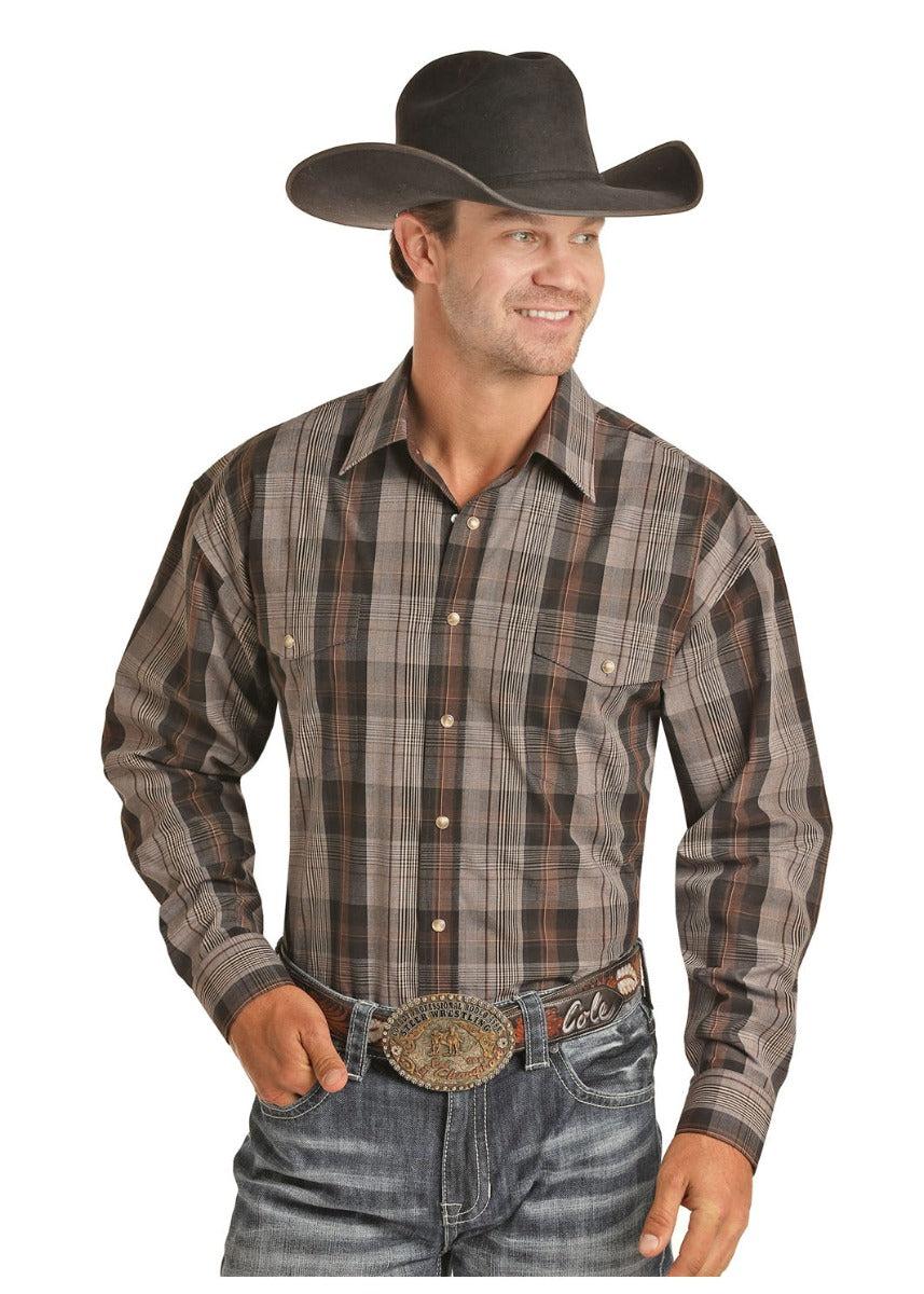 Panhandle Slim Yarndye Plaid Mens Long Sleeve Snap Shirt 36S6063