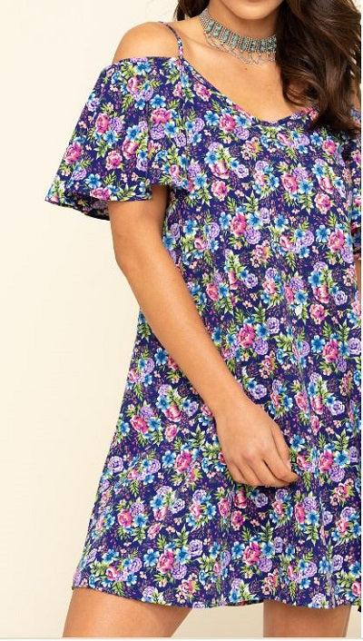 Panhandle Women's Navy Cold Shoulder Dress J9D4700-42