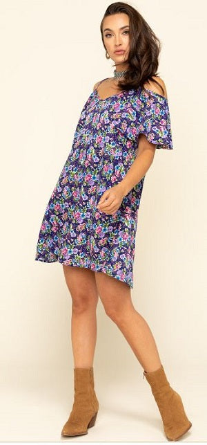 Panhandle Women's Navy Cold Shoulder Dress J9D4700-42