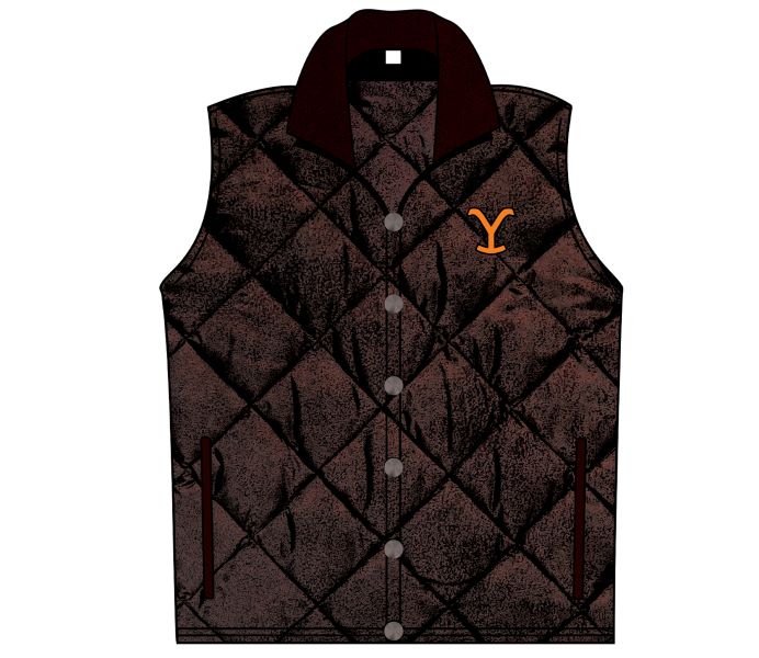 Paramount's Yellowstone Brown Button Up Men's Quilted Vest 66-636-230